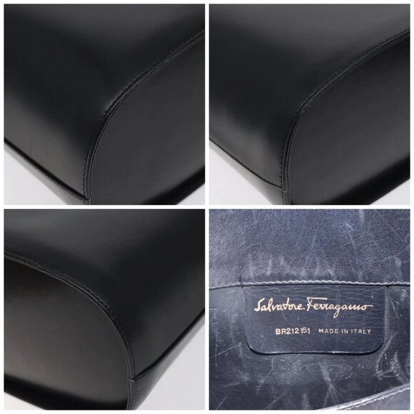 Salvatore Ferragamo Tote Bag Leather Black Gold - Picture 12 of 14